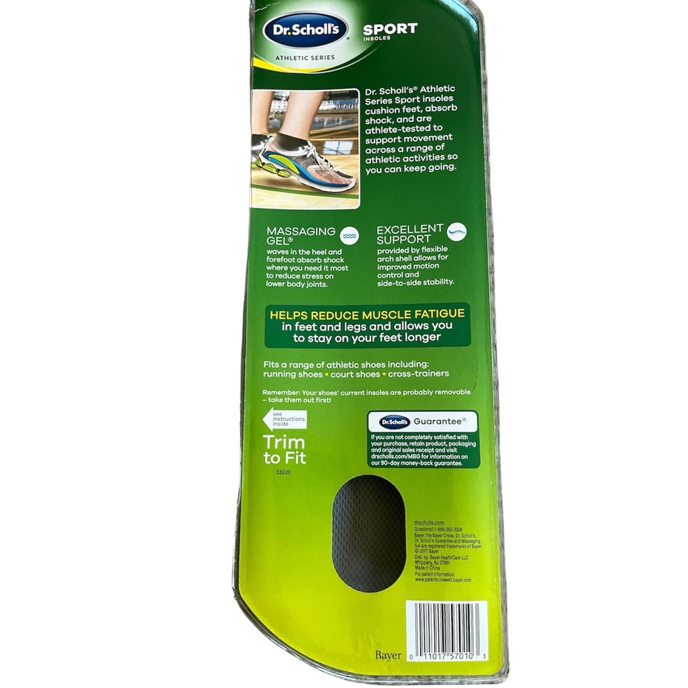 Dr. Scholl's Sport Insoles with sport messaging gel. Men’s size 8-14 NWT - Picture 2 of 2